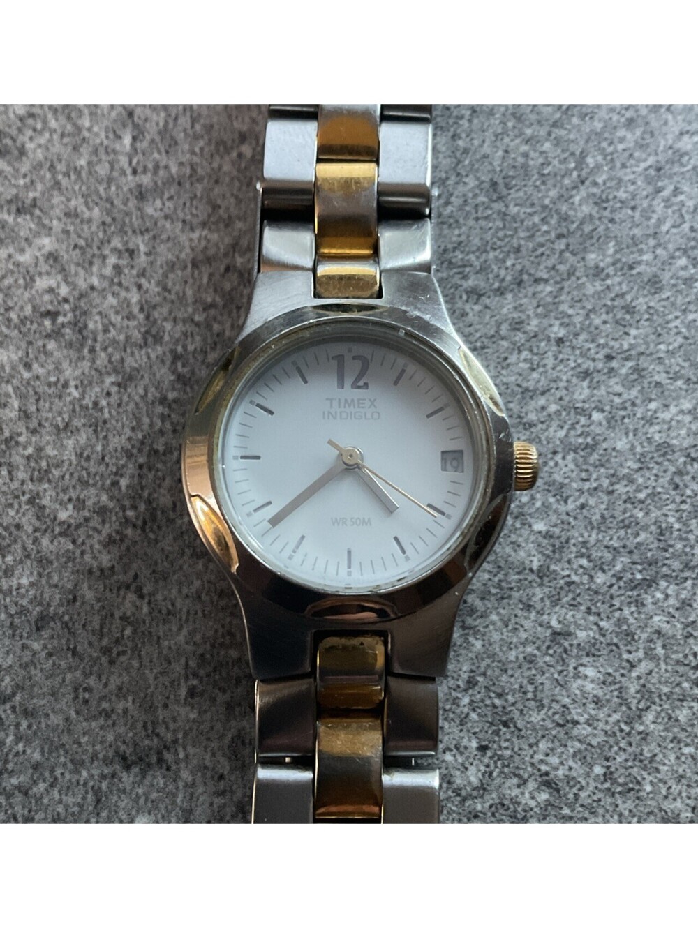 Timex Womens Easy Reader Watch 25mm Silver Tone Case W/Two Tone Band A9